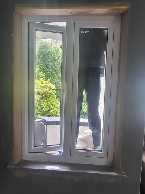 Plastered window reveals during building work